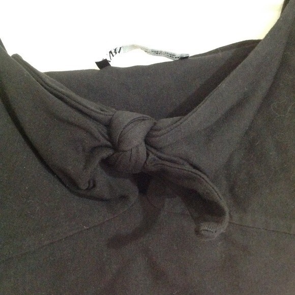 ZARA Size Medium Black Crop Top Bralette Knot Front Keyhole Stretch Layered - Picture 2 of 5